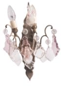 A pair of gilt metal twin light wall appliques in Neoclassical taste,