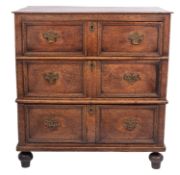 A William & Mary or Queen Anne oak chest of drawers,