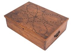 A brass studded pine box,