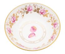 A Coalport limited edition QEII Silver Jubilee bowl decorated with a silhouette of the Queen in