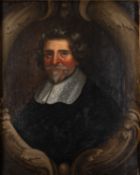 17th Century school - A study of a gentleman in lace collar, black jacket,