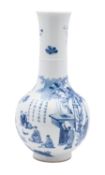 A Chinese blue and white 'scholars' bottle vase,