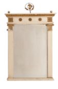 A Regency painted and parcel-gilt wood framed pier mirror,