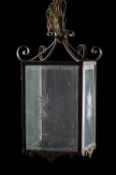 A glazed brass ceiling lantern,