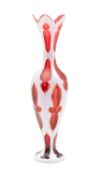 A Bohemian ruby and white overlay glass vase,