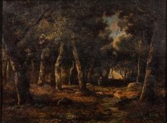 Attributed to the frames to Georges Michel (French, 1763-1843) - Figure walking through woods,