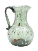 A large Wrockwardine green glass baluster jug,