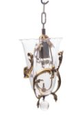 A gilt bronze mounted glass ceiling lantern, in Rococo Revival style,