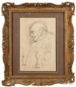 Early 19th century school - Sketch study of a Georgian gentleman and candlesticks,