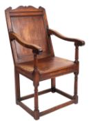 An oak wainscot chair in 17th century style,