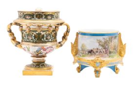 A large Bloor Derby 'Warwick Vase' ice pail and cover,