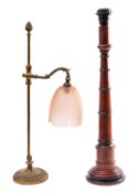 A gilt metal and glass adjustable table lamp,