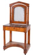 A Restauration burr walnut and marble writing table and washstand,