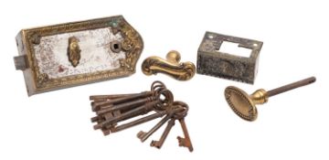A fine steel and gilt bronze door lock, in Rococo Revival taste,