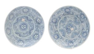 Diana Cargo a pair of Chinese porcelain 'Starburst' plates, Jiaqing, 27cm diameter,