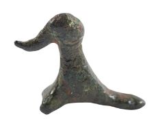 A GREEK BRONZE MODEL OF A DUCK, GEOMETRIC PERIOD, CIRCA 6TH CENTURY B.C.,