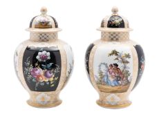 A pair of Helena Wolfsohn Dresden baluster vases and covers,