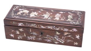 WITHDRAWN LOT A Chinese mother-of-pearl inlaid hardwood box,
