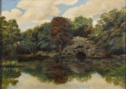 Late 19th or early 20th Century British school - A river landscape - Oil on canvas - Unsigned -