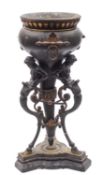 A Continental patinated and parcel-gilt metal Athenienne jardiniere stand, in Pompeiian taste,