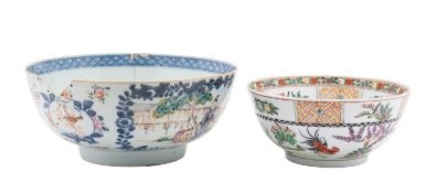 A mixed group of Oriental porcelain comprising a Chinese Meiping vase, two bowls, a plate,