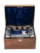 A Victorian rosewood dressing and jewellery case,