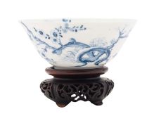An early First Period Worcester blue and white bowl,