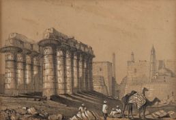 19th Century Orientalist school - Karnak Temple Ruins, Thebes,