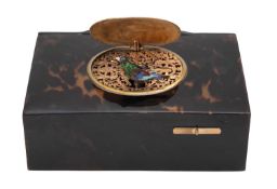 A Continental faux tortoiseshell cased singing bird automaton, perhaps by Karl Greisbaum,