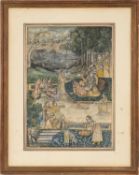 20th Century Indian school - Mughal court scene on a terrace Watercolour - Unsigned - 30 x 21cm,