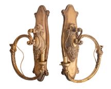 A pair of gilt bronze wall appliques in 18th century taste,