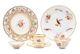 A mixed lot including a Royal Worcester pale yellow ground cup and saucer painted with flower