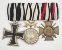 Hohenzollern: Ordenschnalle mit 3 Auszeichnungen.