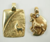 GOLD Steinbock Sternzeichen Anhänger - 2 Exemplare.