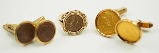 GOLD Münz-Herren-Schmuck Set.