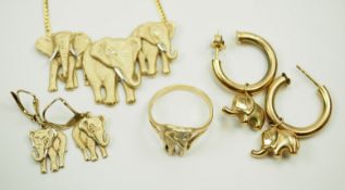 GOLD Elefanten Schmuck Ensemble.