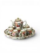 A Canton famille rose Teaset on Stand, c.1900,