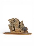 A wooden Lion Wall Bracket, India, 19th century,