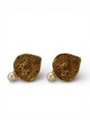 Elizabeth Gage: a Pair of 18 carat Gold Earrings with Pearls