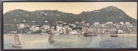 A Textile Panel of the Hong Kong Waterfront, c.1960s,