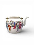 A famille roseTeapot and Cover, six character iron red seal mark of Daoguang and of the period,