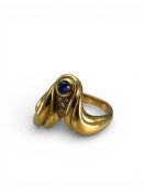 An 18 carat Gold Ring designed by Carrera y Carrera, Spain, tested, with sapphires and tiny diamonds