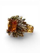 A Gold, Citrine and Diamond Ring