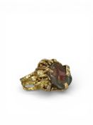 Alan Gard: A Late 1960s Watermelon Tourmaline Diamond and 18ct Gold Dress Ring, Dated 1967