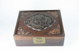 A rectangular Hardwood Dragon Box and Cover, 19th century