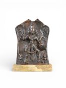 An Indian Bronze Plaque with the four armed Shiva, 18/19th century,