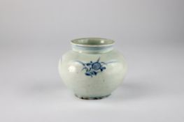 A Korean Blue and White Floral Jar, Joseon period