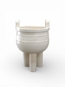 A Large Dehua Tripod Censer, liding, 17/18th century,
