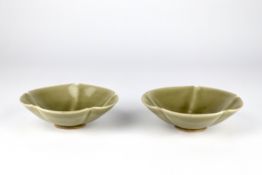 A Pair of Yaozhou Celadon Lobed Dishes