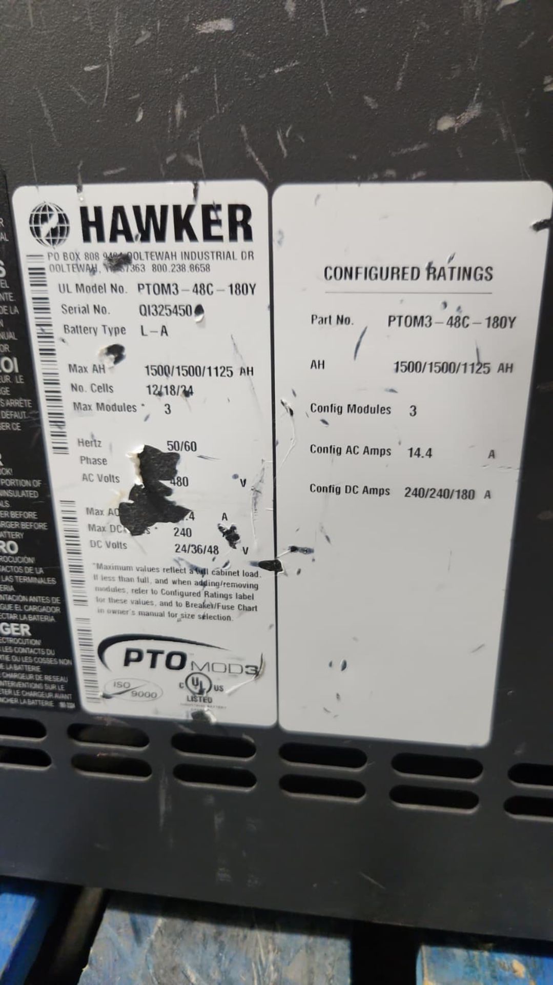 HAWKER PTO MOD 3 Multi 24/36/48 Volt Electric Forklift Battery Charger. - Image 4 of 5